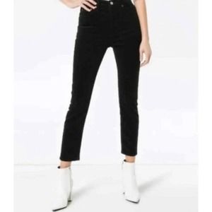 RE/DONE Corduroy Stretch High Rise Ankle Crop Jeans In Black Size 26 New